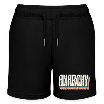 Vintage 70's striped retro Anarchy t-shirt - Kids Organic Sweat Shorts by Stanley/Stella - black - Front
