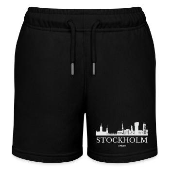 Stockholmer Skyline, Stockholm, Schweden - Kinder Organic Joggingshorts Mini Bolter von Stanley/Stella - Schwarz - Vorne