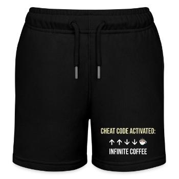 Infinite Coffee Active Cheat Code - Kids Organic Sweat Shorts by Stanley/Stella - black - Front