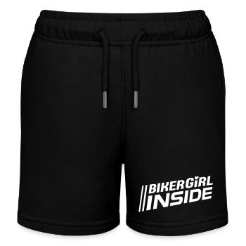 Biker Girl inside Schriftzug (Farbe änderbar) - Kinder Organic Joggingshorts Mini Bolter von Stanley/Stella - Schwarz - Vorne