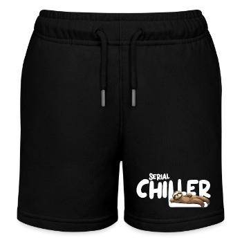 Sloth Serial Chiller – Funny Sloth Tee - Kids Organic Sweat Shorts by Stanley/Stella - black - Front