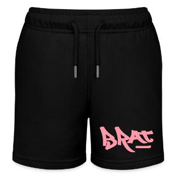 Pink Brat logo text as graffiti - Kids Organic Sweat Shorts by Stanley/Stella - black - Front