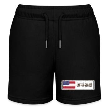 United States Flag - Kids Organic Sweat Shorts by Stanley/Stella - black - Front