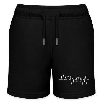 Volleyball Heartbeat Volleyball Volleyball - Kids Organic Sweat Shorts by Stanley/Stella - black - Front