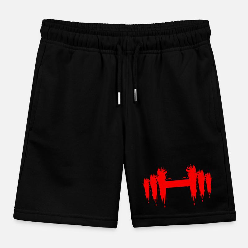 Dumbbell Design Short Dumbbells Red Kids Organic Sweat Shorts by Stanley/Stella