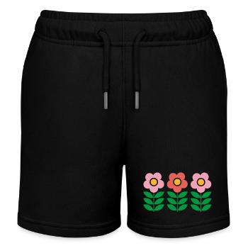 Blumen - Kinder Organic Joggingshorts Mini Bolter von Stanley/Stella - Schwarz - Vorne
