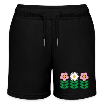 Blumen - Kinder Organic Joggingshorts Mini Bolter von Stanley/Stella - Schwarz - Vorne