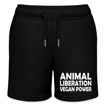 animal liberation Vegan power - Short de jogging enfant bio Stanley/Stella - noir - Devant