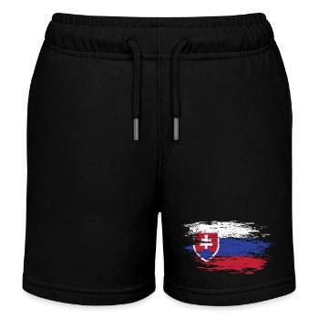 Slovakia Wall Map Flag used - Kids Organic Sweat Shorts by Stanley/Stella - black - Front