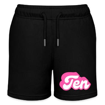 Ten birthday - 10th birthday retro pink - Kids Organic Sweat Shorts by Stanley/Stella - black - Front