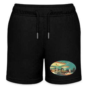 Benzinbrüder Tankstelle - Kinder Organic Joggingshorts Mini Bolter von Stanley/Stella - Schwarz - Vorne