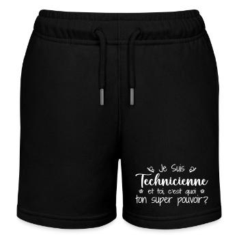 Ich bin Techniker. Was ist deine Superkraft? - Kinder Organic Joggingshorts Mini Bolter von Stanley/Stella - Schwarz - Vorne