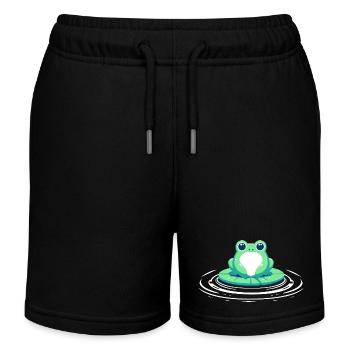 Grenouille sur nénuphar - Short de jogging enfant bio Stanley/Stella - noir - Devant