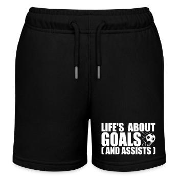 Im Leben geht es um Tore und Vorlagen - Kinder Organic Joggingshorts Mini Bolter von Stanley/Stella - Schwarz - Vorne