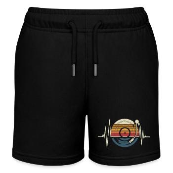 Vinyl Records Heartbeat Music - Kids Organic Sweat Shorts by Stanley/Stella - black - Front