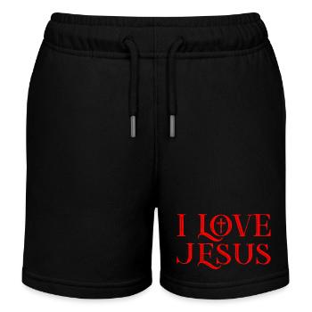 Jesus love - Kinder Organic Joggingshorts Mini Bolter von Stanley/Stella - Schwarz - Vorne