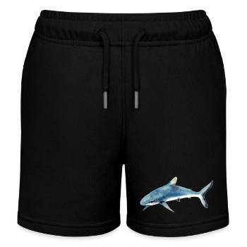 Predator Shark Watercolor Watercolor Shirt - Kids Organic Sweat Shorts by Stanley/Stella - black - Front