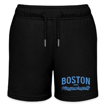 Boston Massachusetts Vintage Script - Kinder Organic Joggingshorts Mini Bolter von Stanley/Stella - Schwarz - Vorne