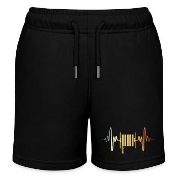 Retro Fire Hose Heartbeat - Kids Organic Sweat Shorts by Stanley/Stella - black - Front
