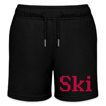 Tricots de ski Hiver Vacances de ski Motif Alpes Neige - Short de jogging enfant bio Stanley/Stella - noir - Devant