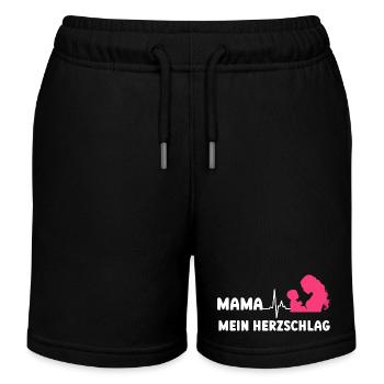 MAMAN MON RYTHME DE COEUR Future maman drôle - Short de jogging enfant bio Stanley/Stella - noir - Devant
