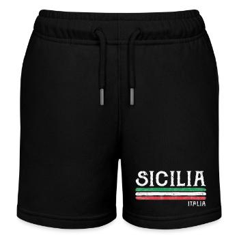 Sicilia Italia Distressed Flagge - Kinder Organic Joggingshorts Mini Bolter von Stanley/Stella - Schwarz - Vorne