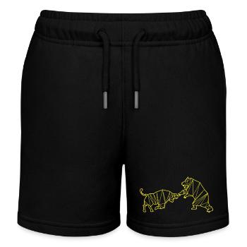Bull vs Bear Stripe - Kids Organic Sweat Shorts by Stanley/Stella - black - Front