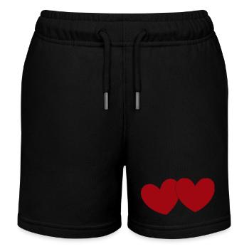 2 Red Hearts Heart Red Gift Valentine's Day - Kids Organic Sweat Shorts by Stanley/Stella - black - Front