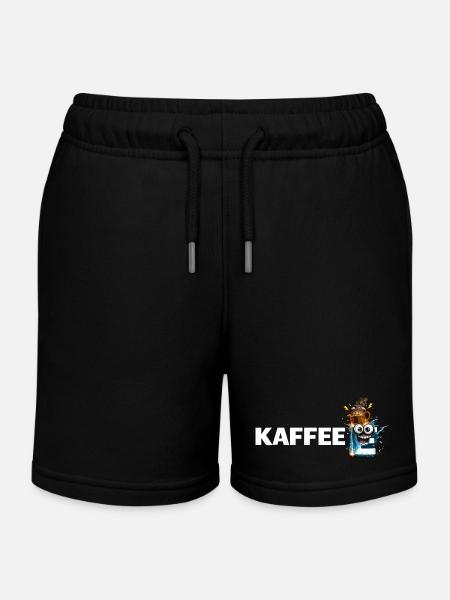 Coffee Mascot Splash - Kids Organic Sweat Shorts by Stanley/Stella - black
