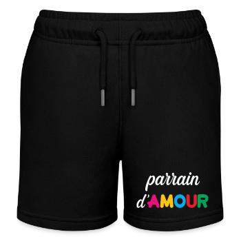 Parrain d’amour – famille tendresse cadeau baptême - Short de jogging enfant bio Stanley/Stella - noir - Devant