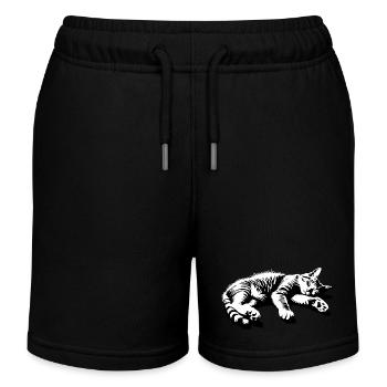 Lazy Cat Sleeping Cat | Hangover - Kids Organic Sweat Shorts by Stanley/Stella - black - Front