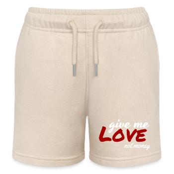 Give Me Love Not Money - Kids Organic Sweat Shorts by Stanley/Stella - soft Ecru - Front