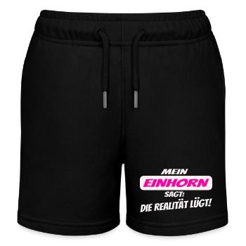 Lustig Mein Einhorn Sagt Realität Lügt Ironisches - Kinder Organic Joggingshorts Mini Bolter von Stanley/Stella - Schwarz - Vorne