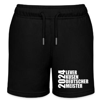 Leverkusen - Deutscher Meister 2024 - Kinder Organic Joggingshorts Mini Bolter von Stanley/Stella - Schwarz - Vorne