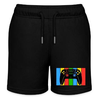 Manette de gaming gaming rétro vintage - Short de jogging enfant bio Stanley/Stella - noir - Devant