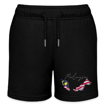 Malaysia Flagge in der Malaysia Landkarte EN - Kinder Organic Joggingshorts Mini Bolter von Stanley/Stella - Schwarz - Vorne