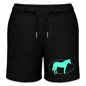 Pferd Horse - Kinder Organic Joggingshorts Mini Bolter von Stanley/Stella - Schwarz - Vorne