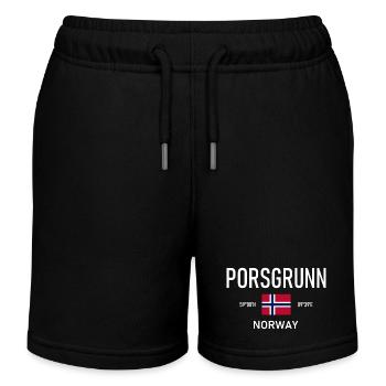 Porsgrunn - Norway - Coordinates - Flag - Kids Organic Sweat Shorts by Stanley/Stella - black - Front
