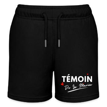 Témoin de La mariée cœurs - cadeau la mariée - Short de jogging enfant bio Stanley/Stella - noir - Devant
