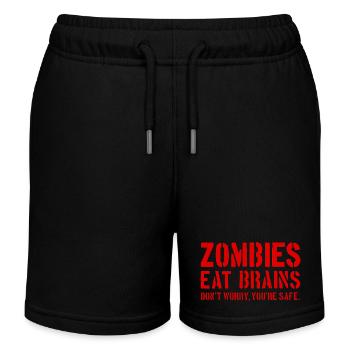 Zombies eat brains. Don ́t worry, you are safe. - Kids Organic Sweat Shorts by Stanley/Stella - black - Front