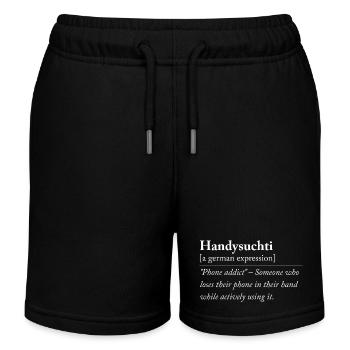 Handysuchti - Lustiger deutscher Ausdruck - Kinder Organic Joggingshorts Mini Bolter von Stanley/Stella - Schwarz - Vorne