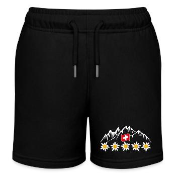 Suisse, montagnes, glaciers, vacances - Short de jogging enfant bio Stanley/Stella - noir - Devant