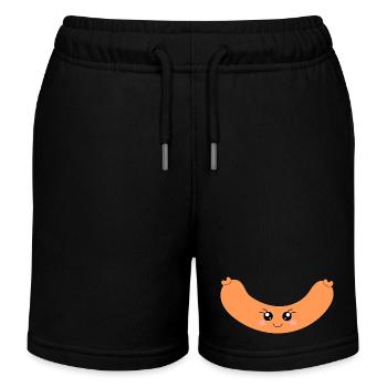 Kawaii Hotdog Wurst - Kinder Organic Joggingshorts Mini Bolter von Stanley/Stella - Schwarz - Vorne