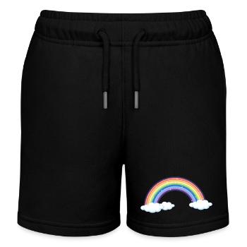 Vibrant Rainbow Over Clouds - Kids Organic Sweat Shorts by Stanley/Stella - black - Front