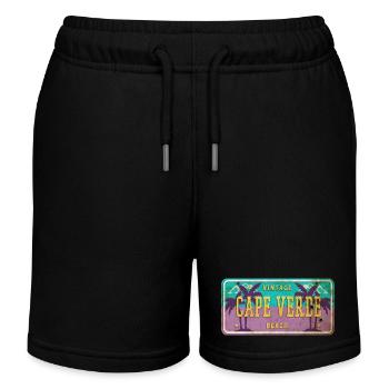 Kap Verde Vintage Palmen Schild - Kinder Organic Joggingshorts Mini Bolter von Stanley/Stella - Schwarz - Vorne