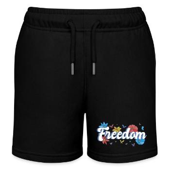Freedom Flowers Butterflies Freedom Design - Kids Organic Sweat Shorts by Stanley/Stella - black - Front
