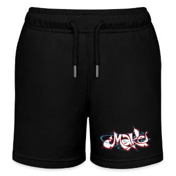 Red graffiti of the word make - Kids Organic Sweat Shorts by Stanley/Stella - black - Front