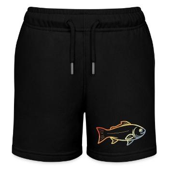 Vintage Fisch Zeichnung - Kinder Organic Joggingshorts Mini Bolter von Stanley/Stella - Schwarz - Vorne
