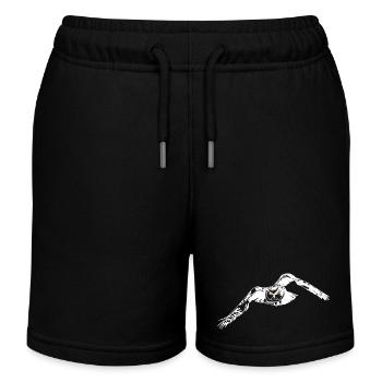 Eagle owl lineart - Kids Organic Sweat Shorts by Stanley/Stella - black - Front