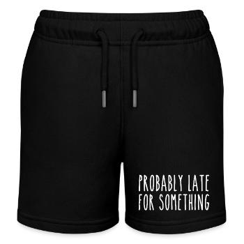 Probably late for something - Kids Organic Sweat Shorts by Stanley/Stella - black - Front